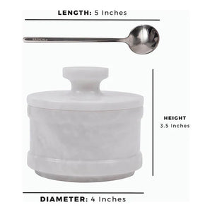 Radicaln Salt Cellar Marble salt jar with lid and serving spoon