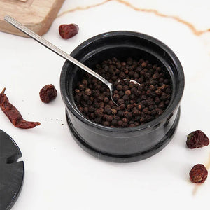 Radicaln Salt Cellar Marble salt jar with lid and serving spoon