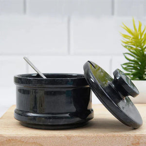 Radicaln Salt Cellar Marble salt jar with lid and serving spoon