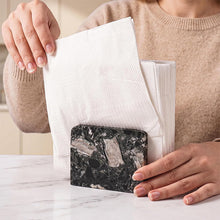 Load image into Gallery viewer, Marble Mini Napkin Holder, 3" x 4" Inch Natural Stone Upright Holder for Paper Napkins on Kitchen Counter, Dining Table or Home Bar, Halloween Cocktail Bar
