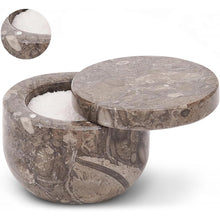 Load image into Gallery viewer, Marble Salt Cellar Small with Magnetic Lid  Handmade Kitchen Salt &amp; Spice Container
