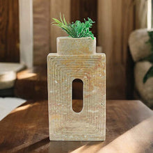 Load image into Gallery viewer, vase, flower vase, vase décor, travertine vase, 
