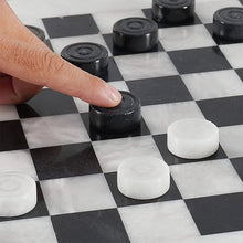 Load image into Gallery viewer, Black and White Handmade Marble Checkers Figures Set For 15 Inches Checkers Board
