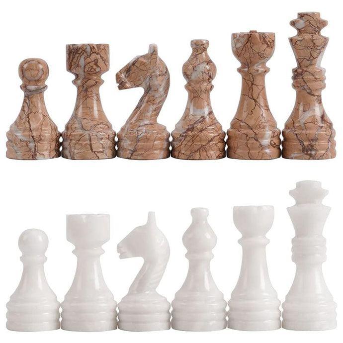 white and marinara chess pieces and chess board