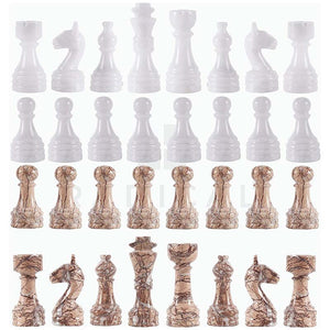 white and marinara chess pieces and chess board